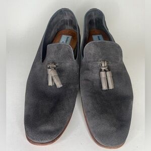 Modern Fiction Shoes Loafers Slip Ons Men Size 46 US 13 Gray Suede